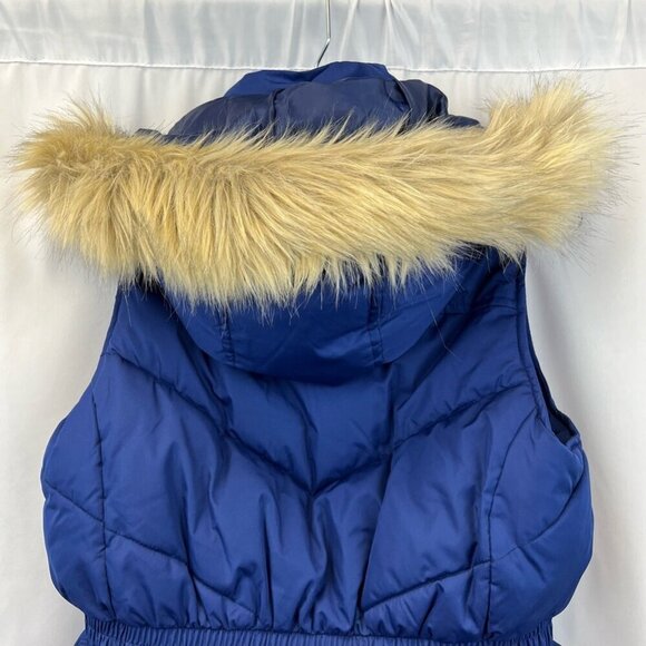 Banana Republic Womens Vest Blue Zipper Detachable Hood Elastic Waist Pockets S - Picture 5 of 10
